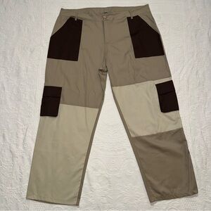 NWT boohoo Man Cargo Pants Plus Relaxed Fit Block Cargo Trouser Chocolate - 42